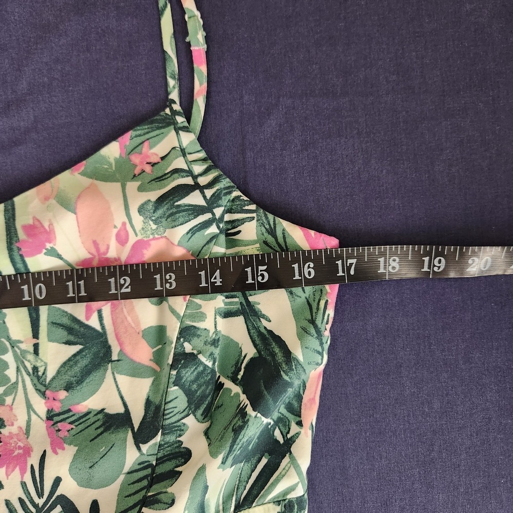 Old Navy Juniors Fit-Flare Aloha/Coconutgirl/Y2K/Indie Cami Pink Palm Sundress L - Picture 8 of 11